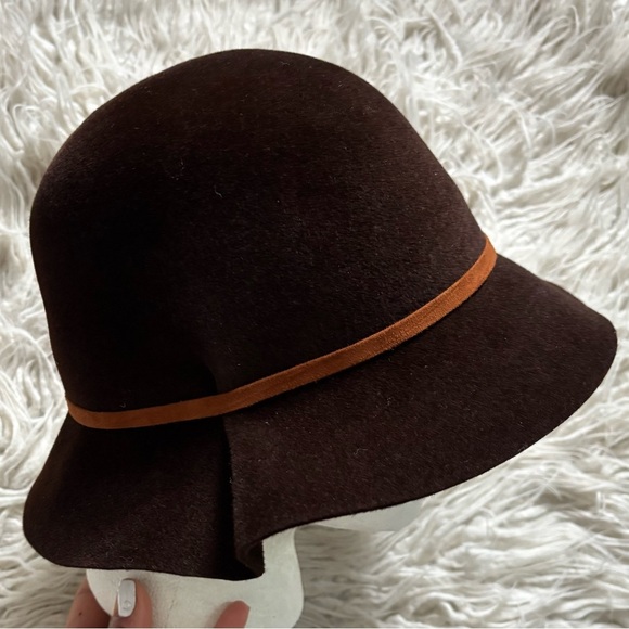 Helen Kaminski Australia Brown Leather Band Gold Accent Felt Bucket Hat EUC O/S main image 8